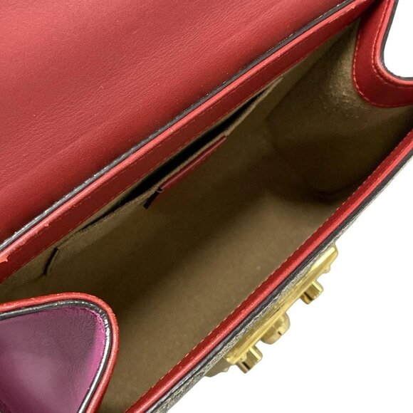 Auth GUCCI Padlock GG Small 409487 Dark Brown Red Multi PVC Leather Shoulder Bag - Picture 13 of 16